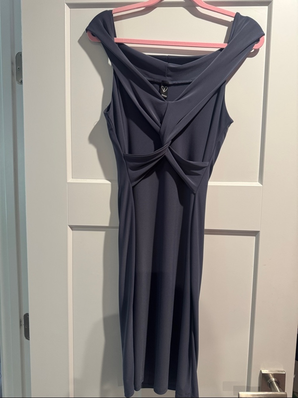 Windsor Slate Blue Twist-Front Midi Dress